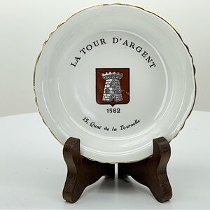 Decorative Plate French Restaurant La Tour d'Argent Paris France Vintage Dish